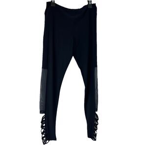 Artex Fashions Activewear Black Mesh Cutout Leggings Size S Made in Canada